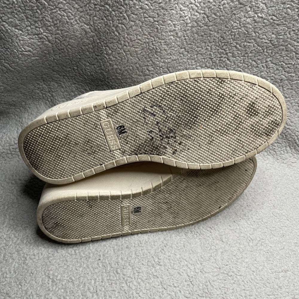 Guess Women's Platform Sneaker Off-White Size 6 Sparkle Lace-up Logo - Picture 12 of 12